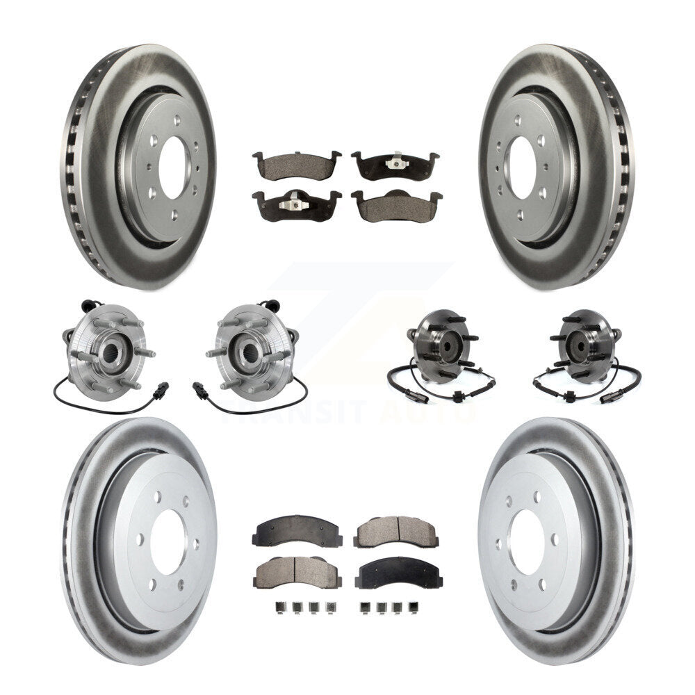 Hub Bearing Coated Brake Rotor Pad Front Rear Kit (10Pc) For Ford Expedition RWD