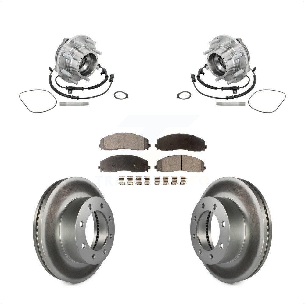 Hub Bearing Assembly Coated Brake Rotor Pads Front Kit For Ford F-450 Super Duty