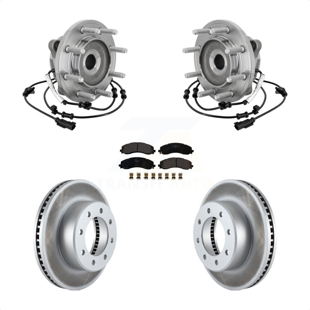 Hub Bearing Assembly Coated Disc Brake Rotor And Pad Front Kit For Ram 2500 3500