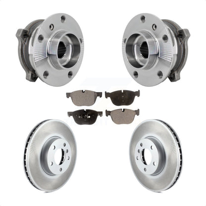 Hub Bearing Coated Brake Rotor And Pad Front Kit For BMW X5 X6 M12 x 1.25 Thread