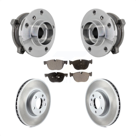 Hub Bearing Coated Brake Rotor And Pad Front Kit For BMW X5 X6 M12 x 1.25 Thread