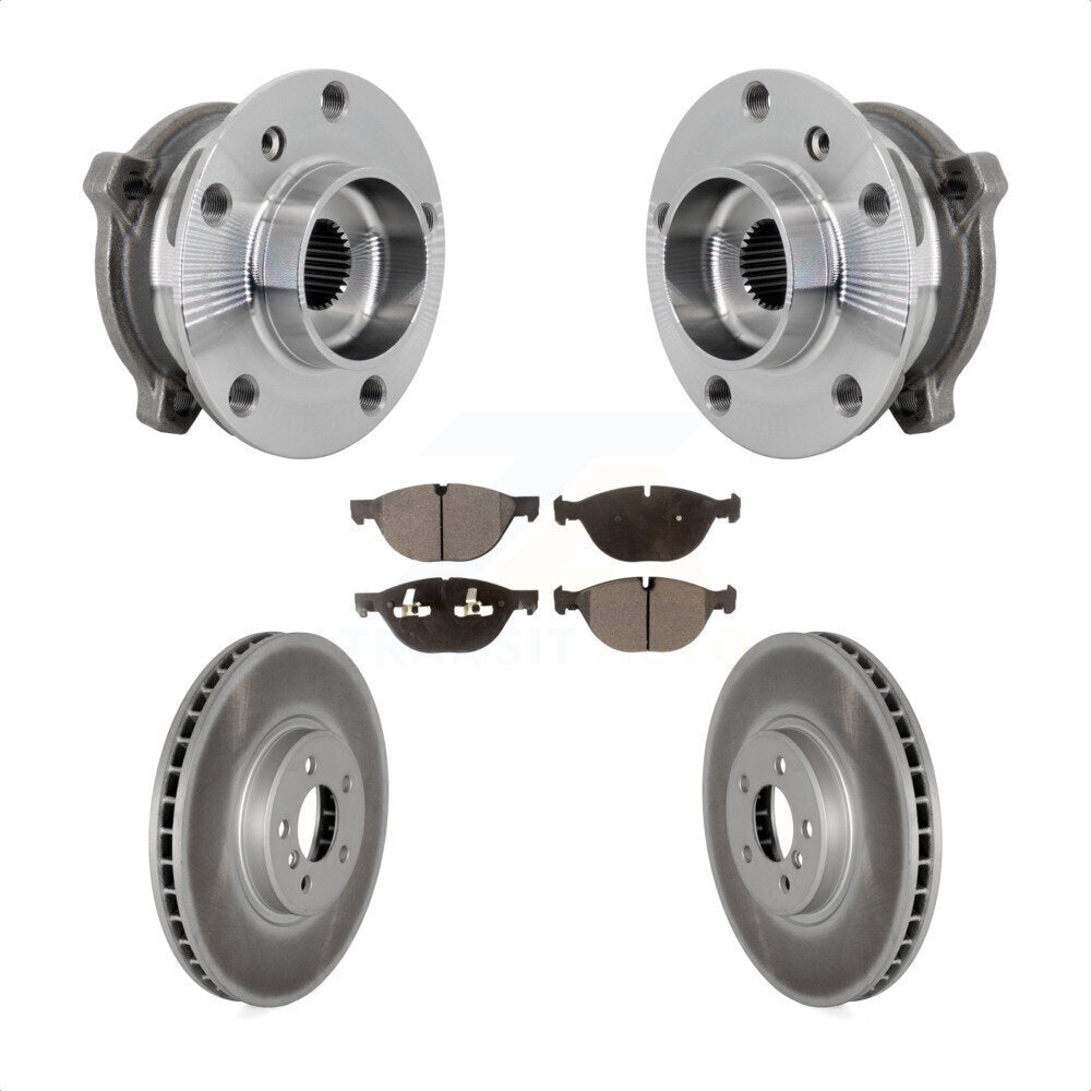 Hub Bearing Assembly Coated Brake Rotor & Pads Front Kit For BMW X5 X6 xDrive50i