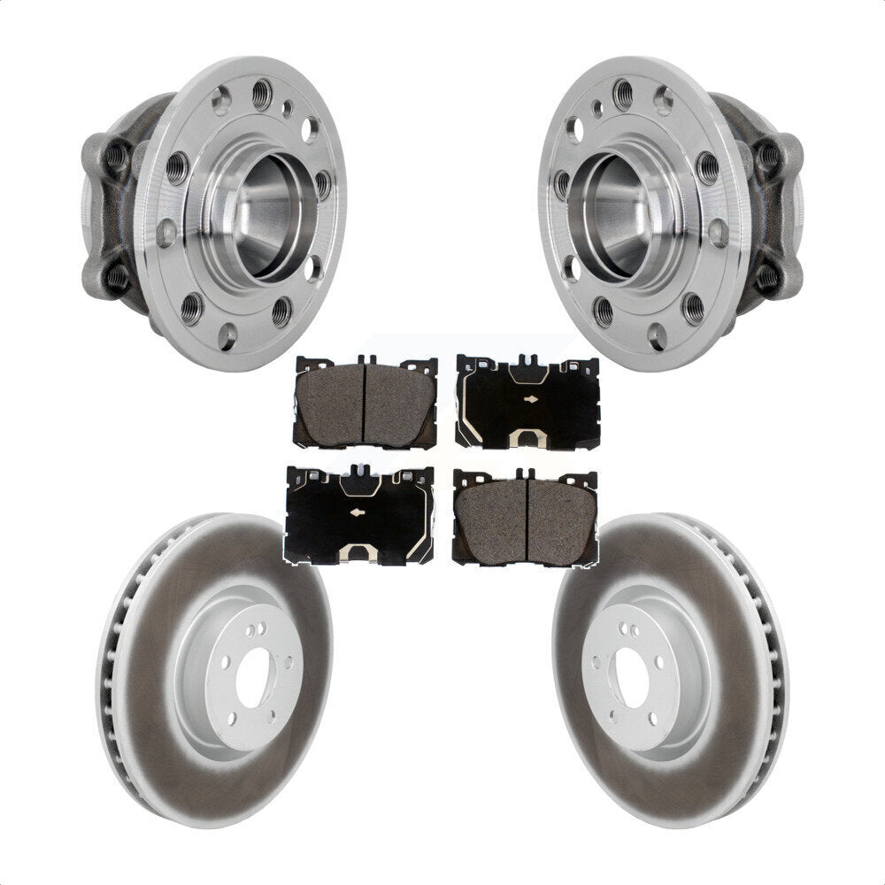 Hub Bearing Coat Brake Rotor Pad Front Kit For Mercedes-Benz E450 E400 E300 E350