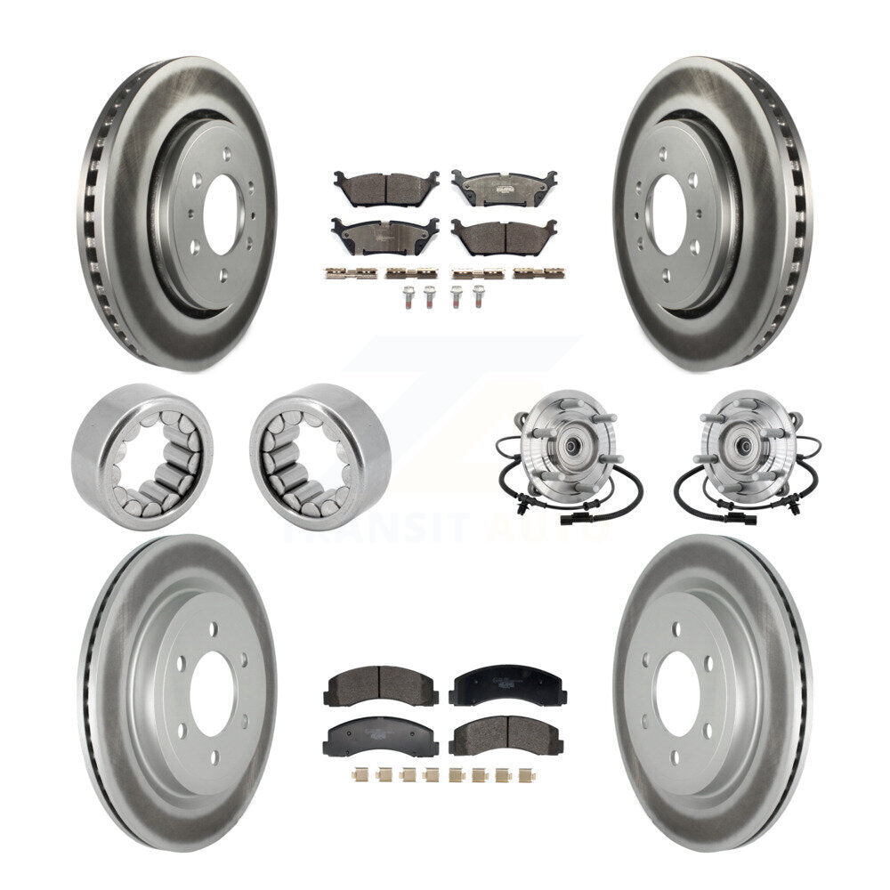 Hub Bearing Coated Brake Rotor And Pad Shoe Front Rear Kit (10Pc) For Ford F-150