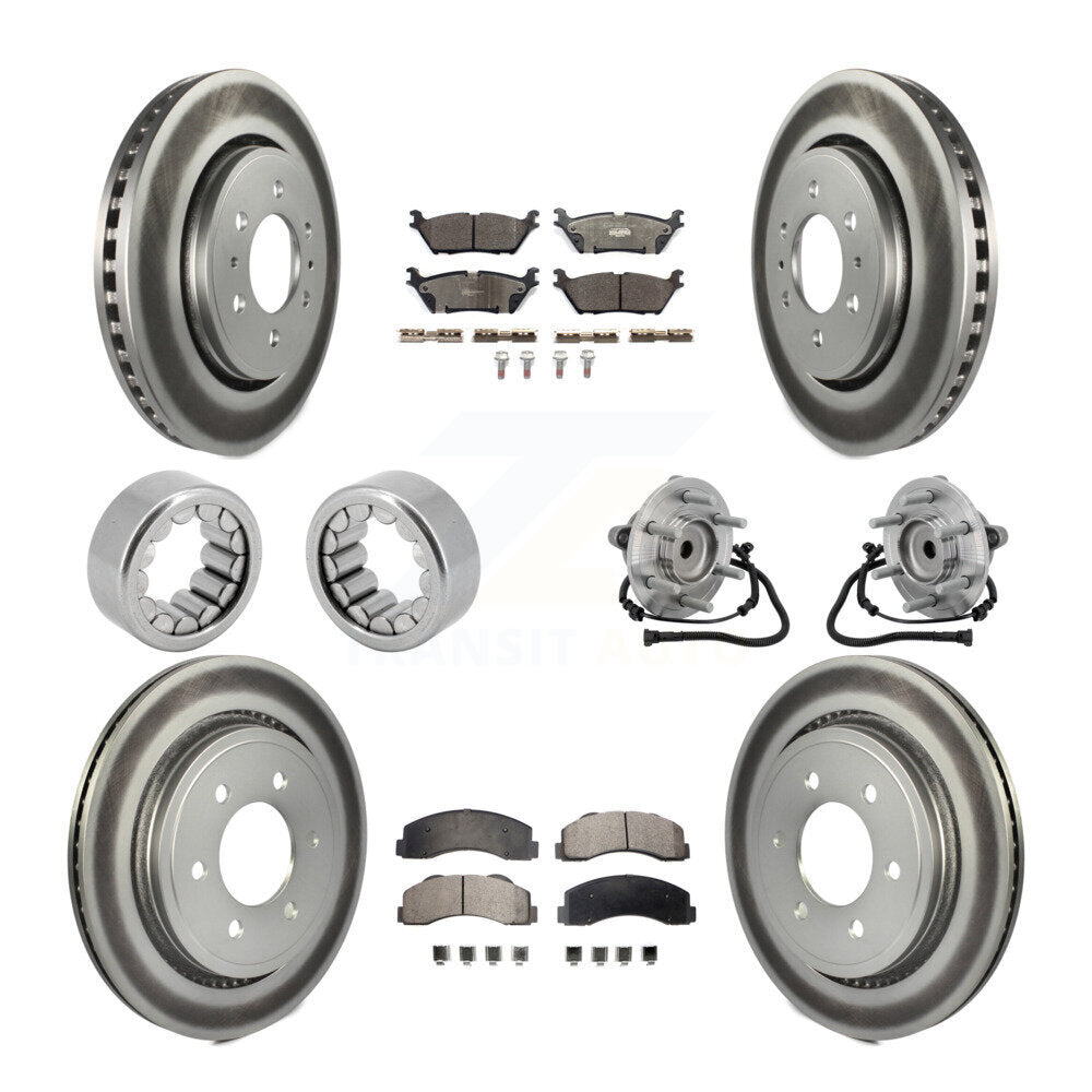 Hub Bearing Coated Brake Rotor Pad Shoe Front Rear Kit (10Pc) For Ford F-150 RWD