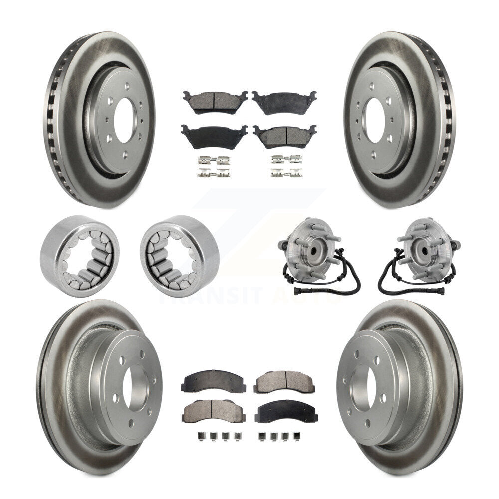 Hub Bearing Coated Brake Rotor Pad Shoe Front Rear Kit (10Pc) For Ford F-150 RWD