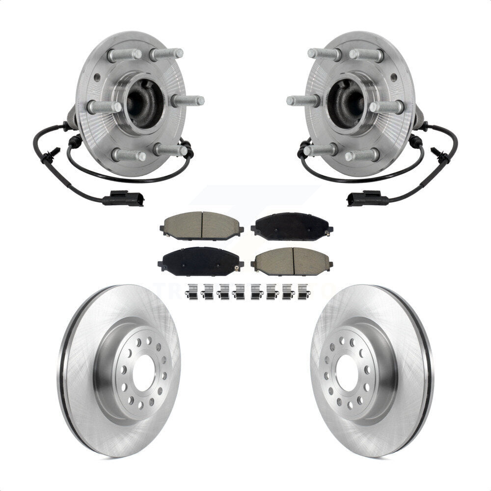 Hub Bearing Brake Rotor & Pads Front Kit For Ram 1500 Without 22" Factory Wheels