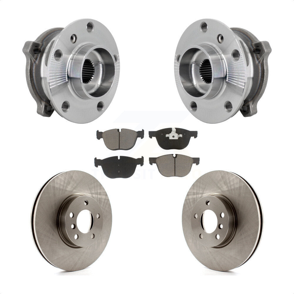 Hub Bearing Assembly Brake Rotor & Pad Front Kit For BMW X5 X6 M12 x 1.25 Thread