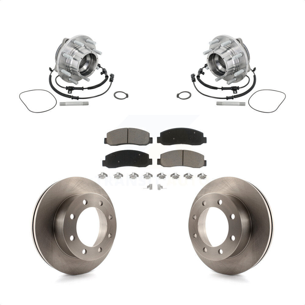Hub Bearing Brake Rotor Pads Front Kit For Ford F-450 Super Duty Crew Cab Pickup