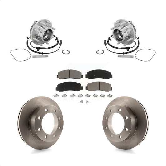Hub Bearing Brake Rotor Pads Front Kit For Ford F-450 Super Duty Crew Cab Pickup