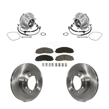 Hub Bearing Assembly Disc Brake Rotor & Pads Front Kit For Ford F-450 Super Duty