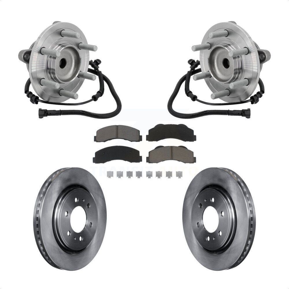 Hub Bearing Assembly Disc Brake Rotor Pad Front Kit For 2015-2017 Ford F-150 RWD