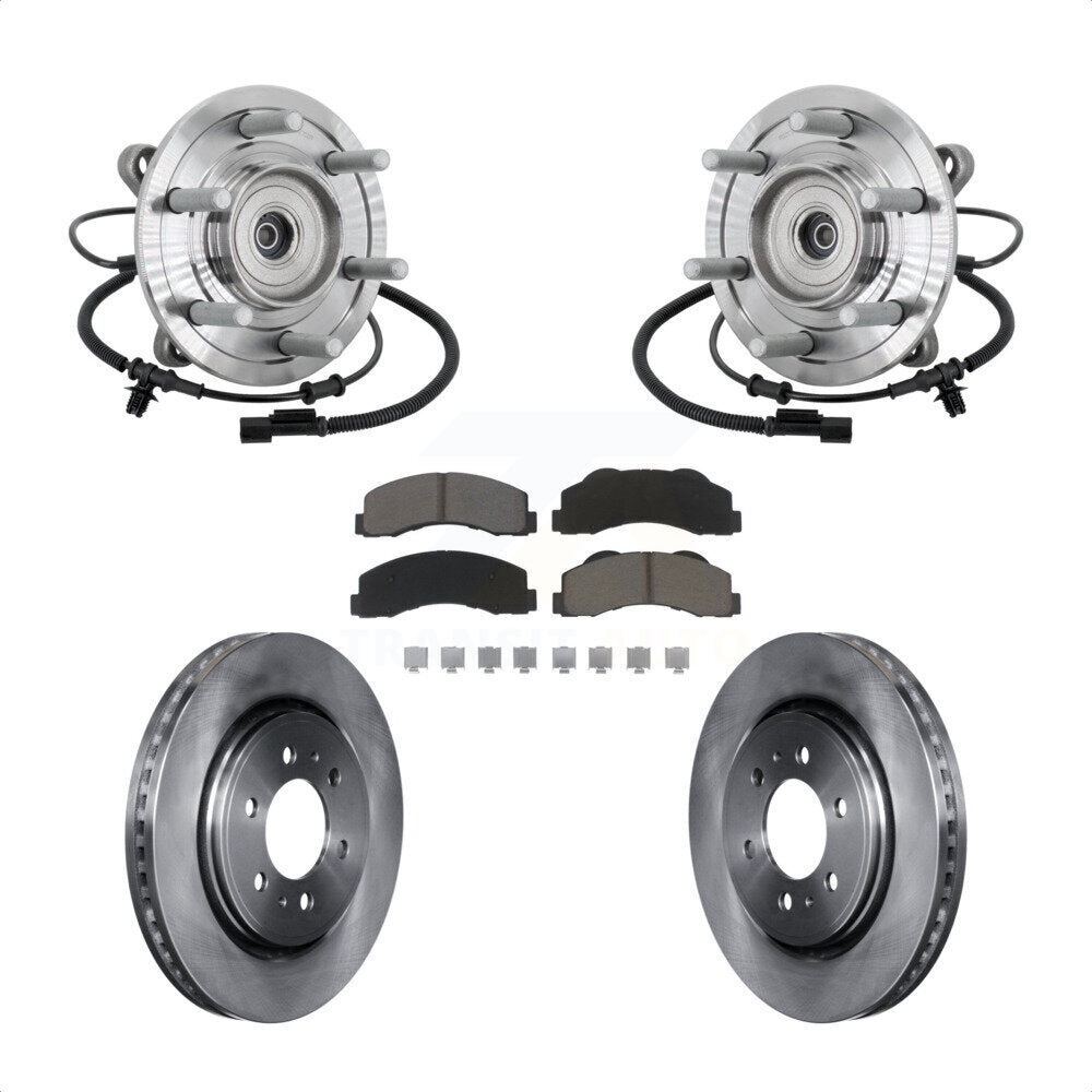 Hub Bearing Disc Brake Rotor & Pad Front Kit For 2017 Ford F-150 Raptor with 4WD