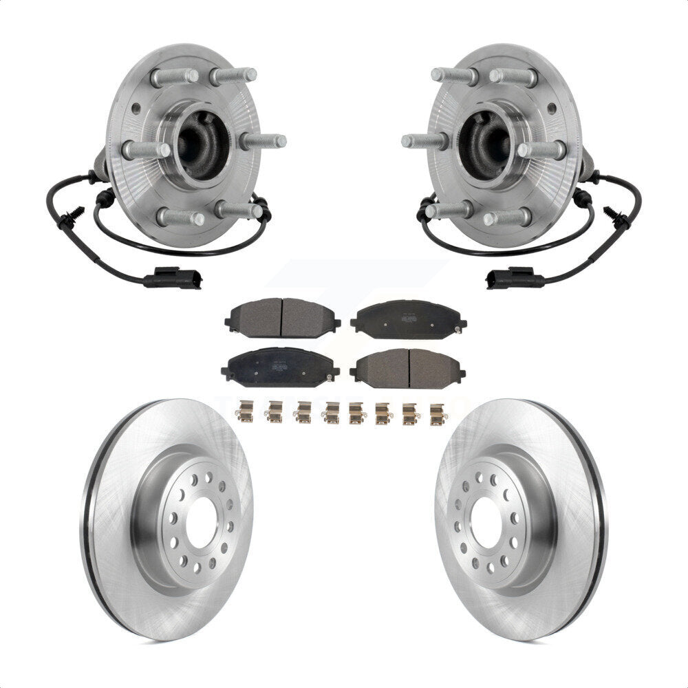 Hub Bearing Brake Rotor & Pads Front Kit For Ram 1500 Without 22" Factory Wheels