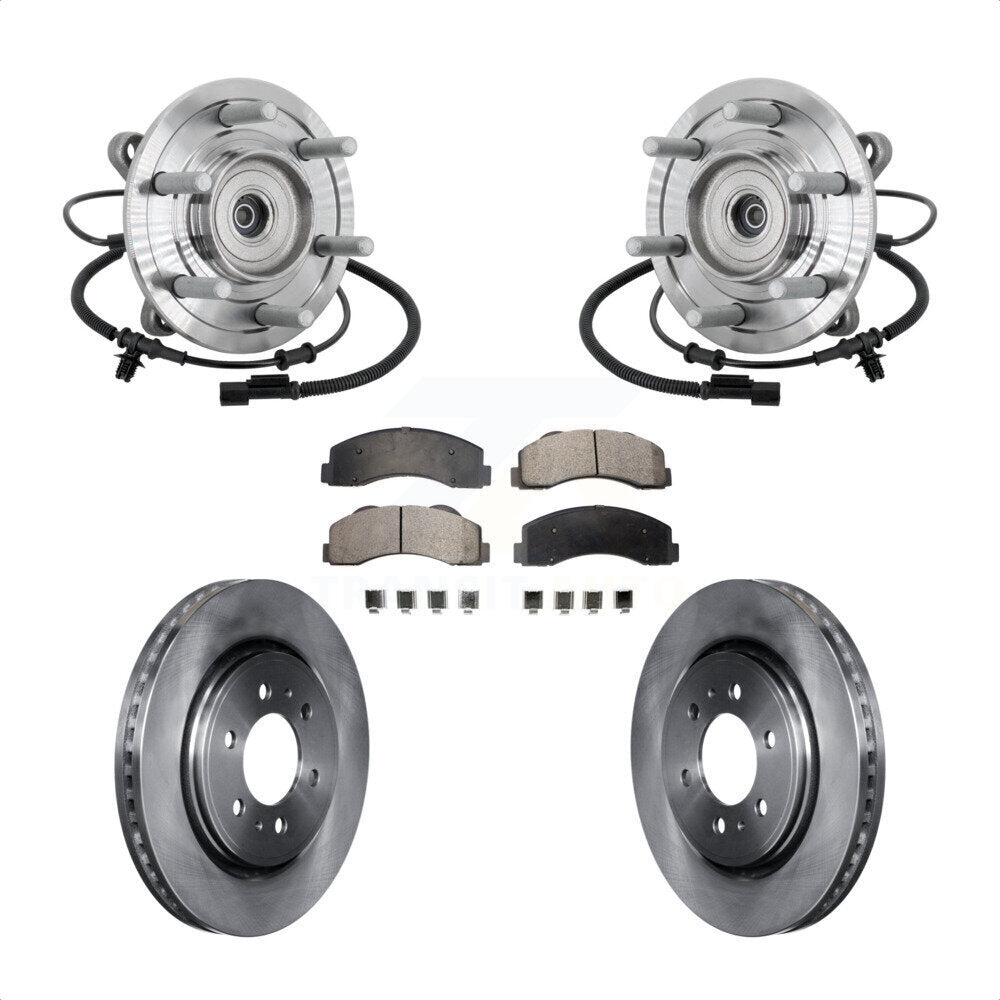 Hub Bearing Disc Brake Rotor & Pad Front Kit For 2017 Ford F-150 Raptor with 4WD