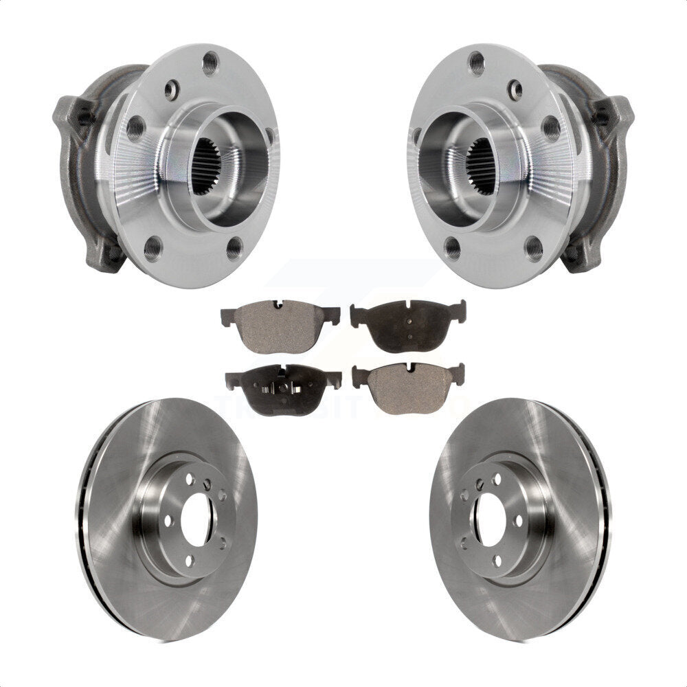 Hub Bearing Assembly Brake Rotor & Pad Front Kit For BMW X5 X6 M12 x 1.25 Thread