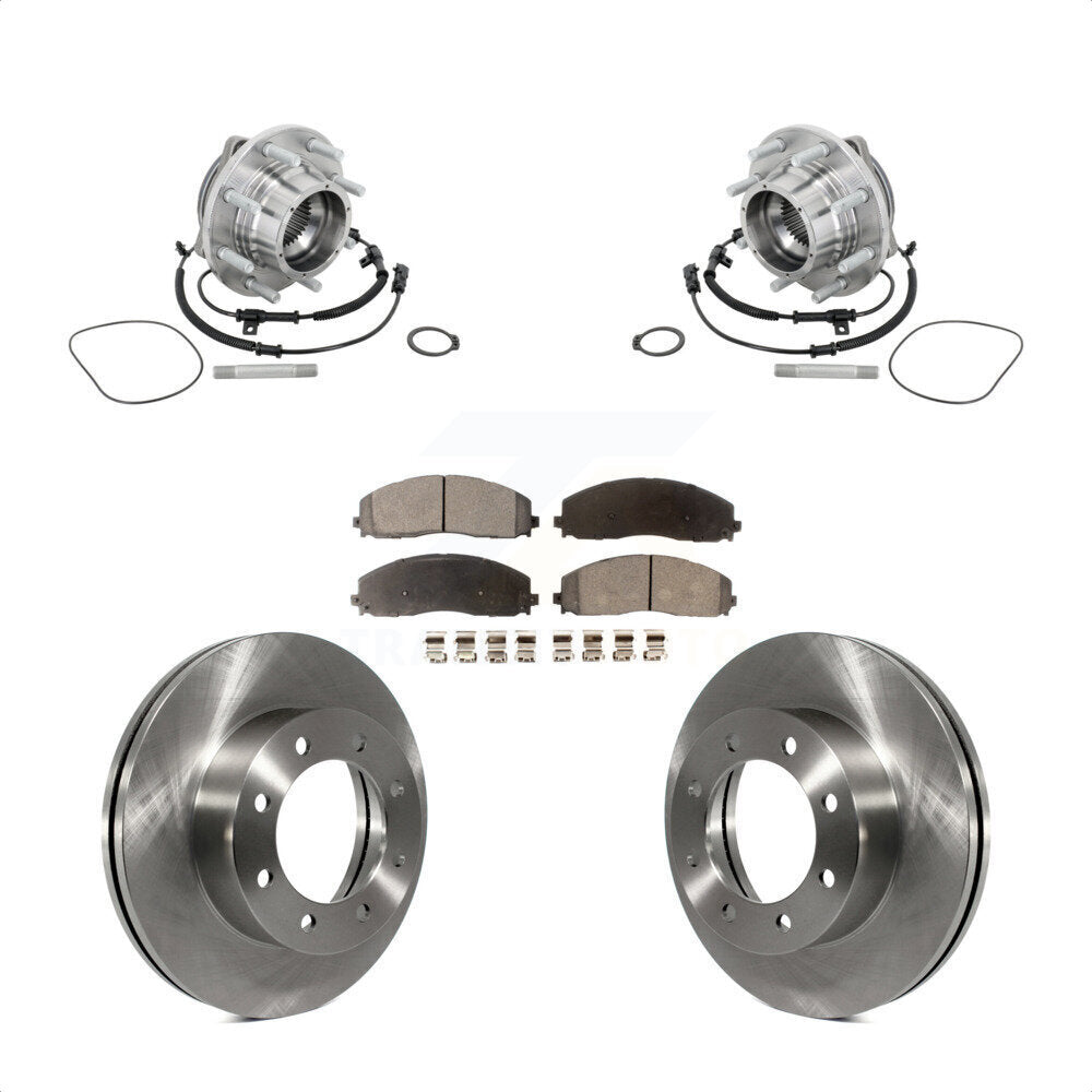 Hub Bearing Assembly Disc Brake Rotor & Pads Front Kit For Ford F-450 Super Duty