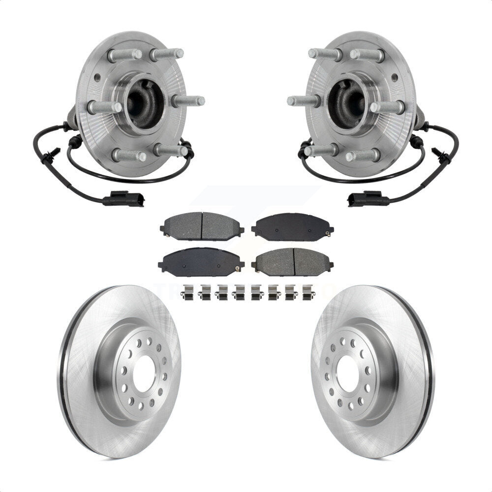 Hub Bearing Brake Rotor & Pads Front Kit For Ram 1500 Without 22" Factory Wheels