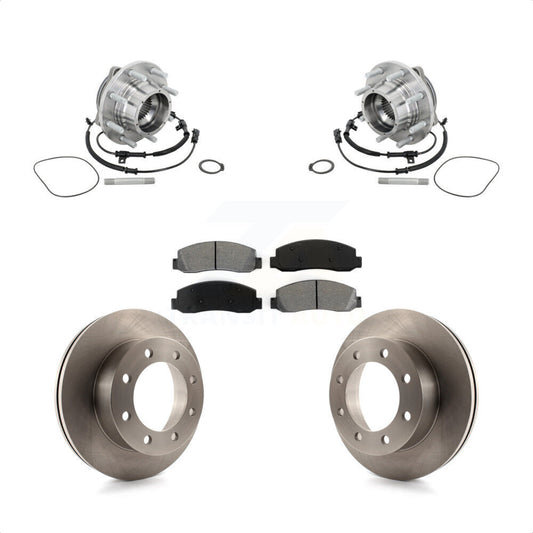 Hub Bearing Brake Rotor Pads Front Kit For Ford F-450 Super Duty Crew Cab Pickup