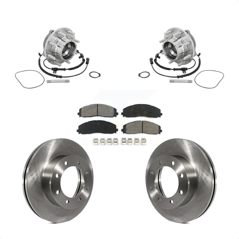 Hub Bearing Assembly Disc Brake Rotor & Pads Front Kit For Ford F-450 Super Duty