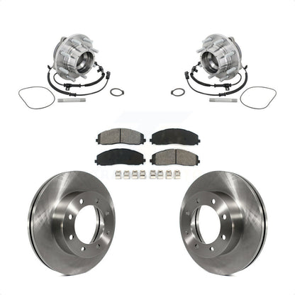Hub Bearing Assembly Disc Brake Rotor & Pads Front Kit For Ford F-450 Super Duty