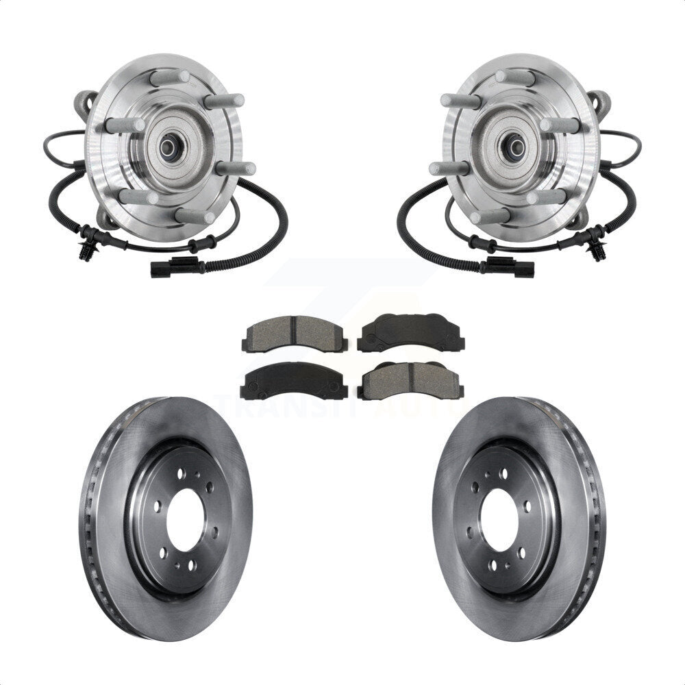 Hub Bearing Disc Brake Rotor & Pad Front Kit For 2017 Ford F-150 Raptor with 4WD