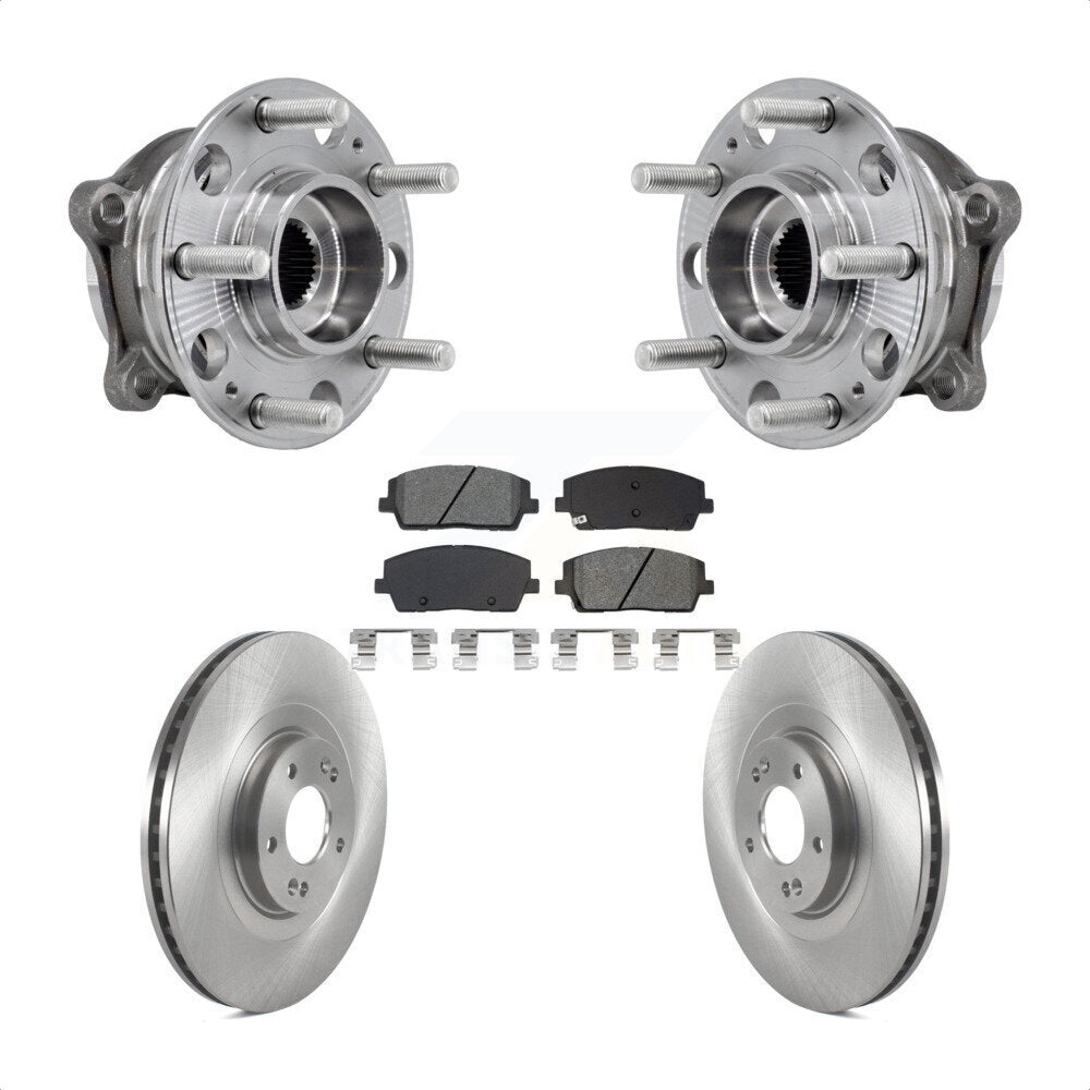 Hub Bearing Disc Brake Rotor & Pads Front Kit For Hyundai Palisade Kia Telluride