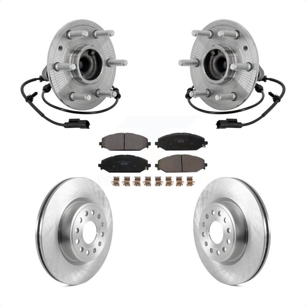 Hub Bearing Brake Rotor & Pads Front Kit For Ram 1500 Without 22" Factory Wheels
