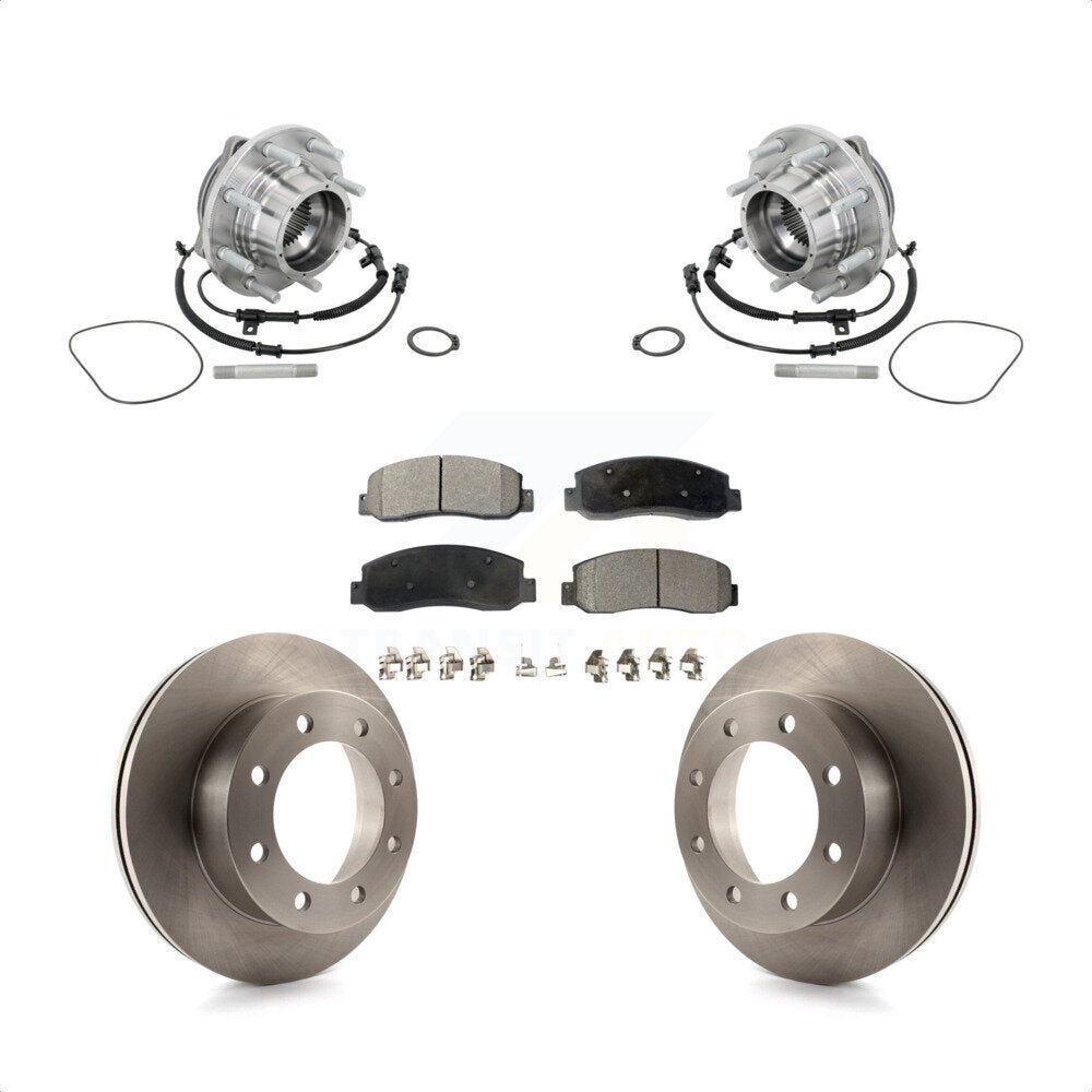 Hub Bearing Brake Rotor Pads Front Kit For Ford F-450 Super Duty Crew Cab Pickup