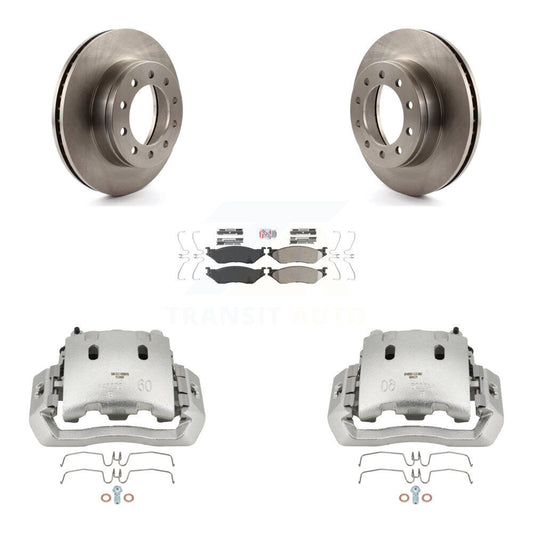 Brake Caliper Rotors Semi-Metallic Pad Front Kit For Ford F-450 Super Duty F-550