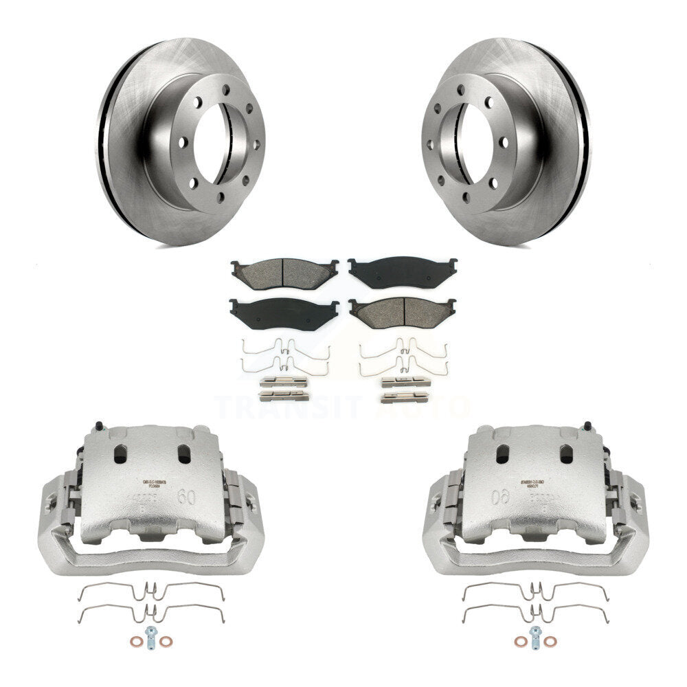 Disc Brake Caliper Rotor & Semi-Metallic Pad Front Kit For Ford F-450 Super Duty