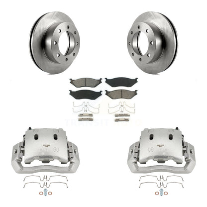 Disc Brake Caliper Rotor & Semi-Metallic Pad Front Kit For Ford F-450 Super Duty