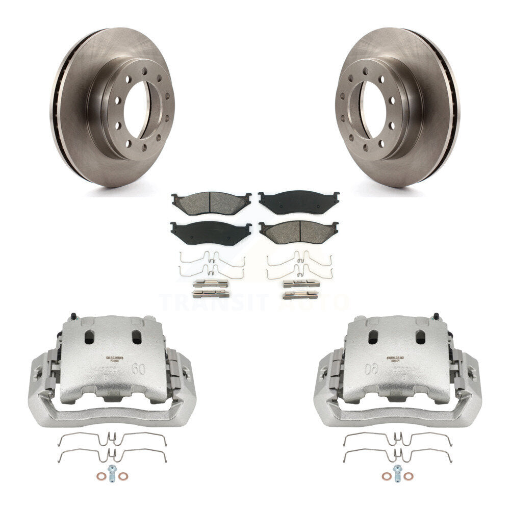 Brake Caliper Rotors Semi-Metallic Pad Front Kit For Ford F-450 Super Duty F-550