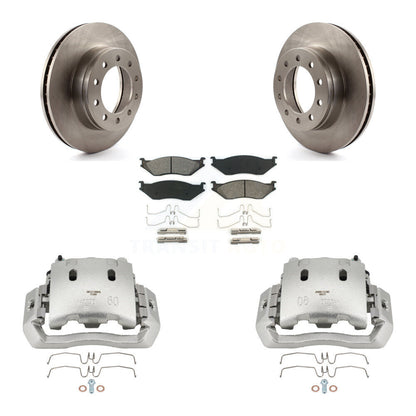 Brake Caliper Rotors Semi-Metallic Pad Front Kit For Ford F-450 Super Duty F-550