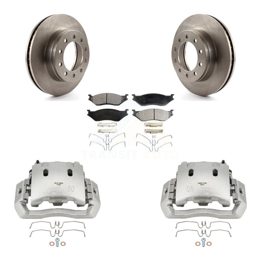 Brake Caliper Rotors Semi-Metallic Pad Front Kit For Ford F-450 Super Duty F-550