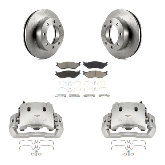 Disc Brake Caliper Rotors And Ceramic Pads Front Kit For Ford F-450 Super Duty