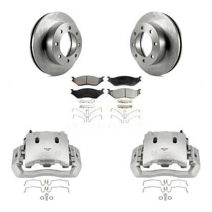 Disc Brake Caliper Rotor & Semi-Metallic Pad Front Kit For Ford F-450 Super Duty