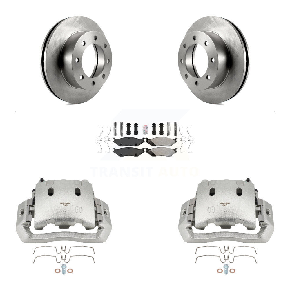 Disc Brake Caliper Rotor & Semi-Metallic Pad Front Kit For Ford F-450 Super Duty