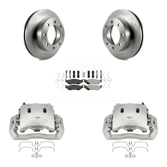 Disc Brake Caliper Rotor & Semi-Metallic Pad Front Kit For Ford F-450 Super Duty