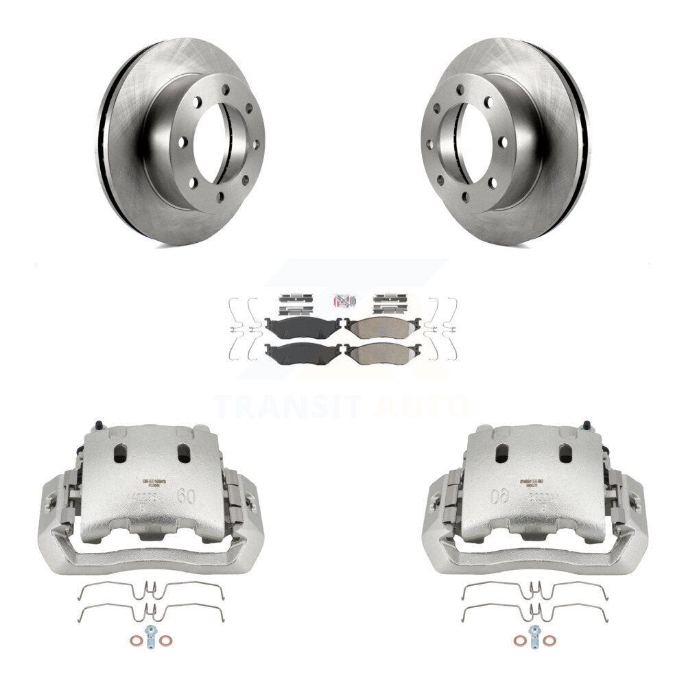 Disc Brake Caliper Rotor & Semi-Metallic Pad Front Kit For Ford F-450 Super Duty