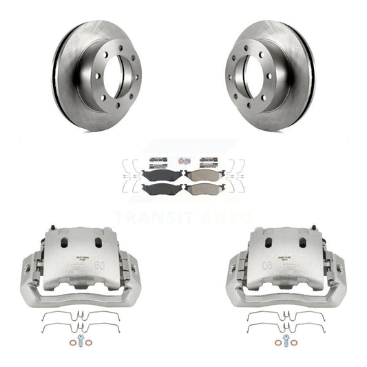 Disc Brake Caliper Rotor & Semi-Metallic Pad Front Kit For Ford F-450 Super Duty