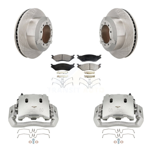 Brake Caliper Rotor & Semi-Metallic Pad Rear Kit For Ford F-450 Super Duty F-550