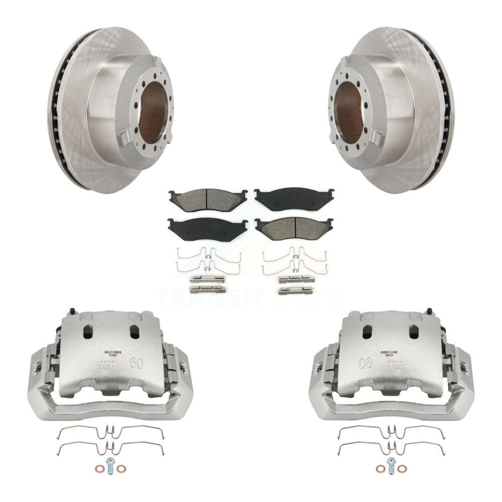 Brake Caliper Rotor & Semi-Metallic Pad Rear Kit For Ford F-450 Super Duty F-550