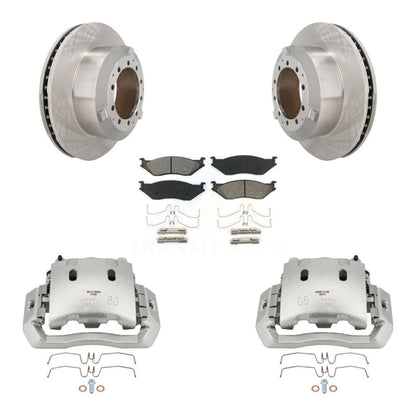 Brake Caliper Rotor & Semi-Metallic Pad Rear Kit For Ford F-450 Super Duty F-550