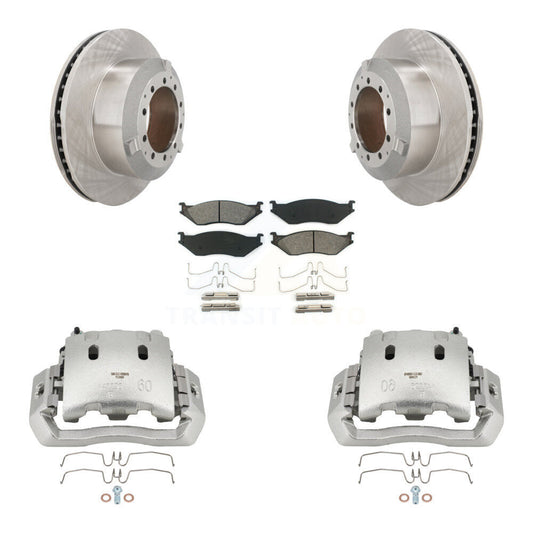 Brake Caliper Rotor & Semi-Metallic Pad Rear Kit For Ford F-450 Super Duty F-550