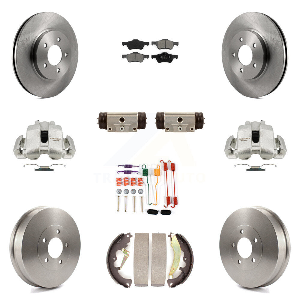 Brake Caliper Rotor Drum Semi-Metallic Pad Shoe Cylinder Front Rear Kit For Ford