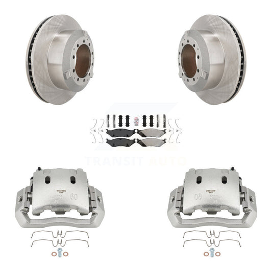 Brake Caliper Rotor & Semi-Metallic Pad Rear Kit For Ford F-450 Super Duty F-550