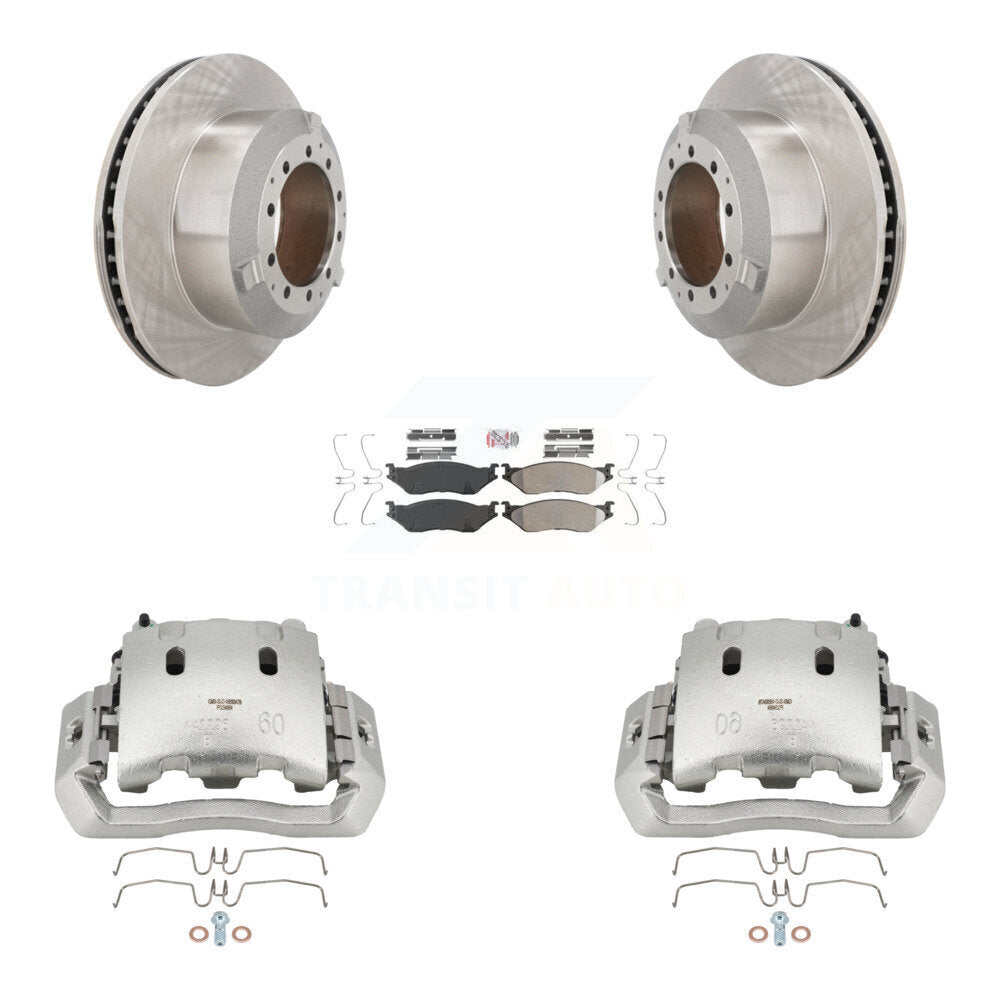 Brake Caliper Rotor & Semi-Metallic Pad Rear Kit For Ford F-450 Super Duty F-550
