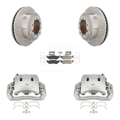 Brake Caliper Rotor & Semi-Metallic Pad Rear Kit For Ford F-450 Super Duty F-550