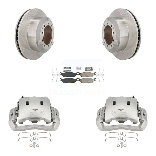 Brake Caliper Rotor & Semi-Metallic Pad Rear Kit For Ford F-450 Super Duty F-550